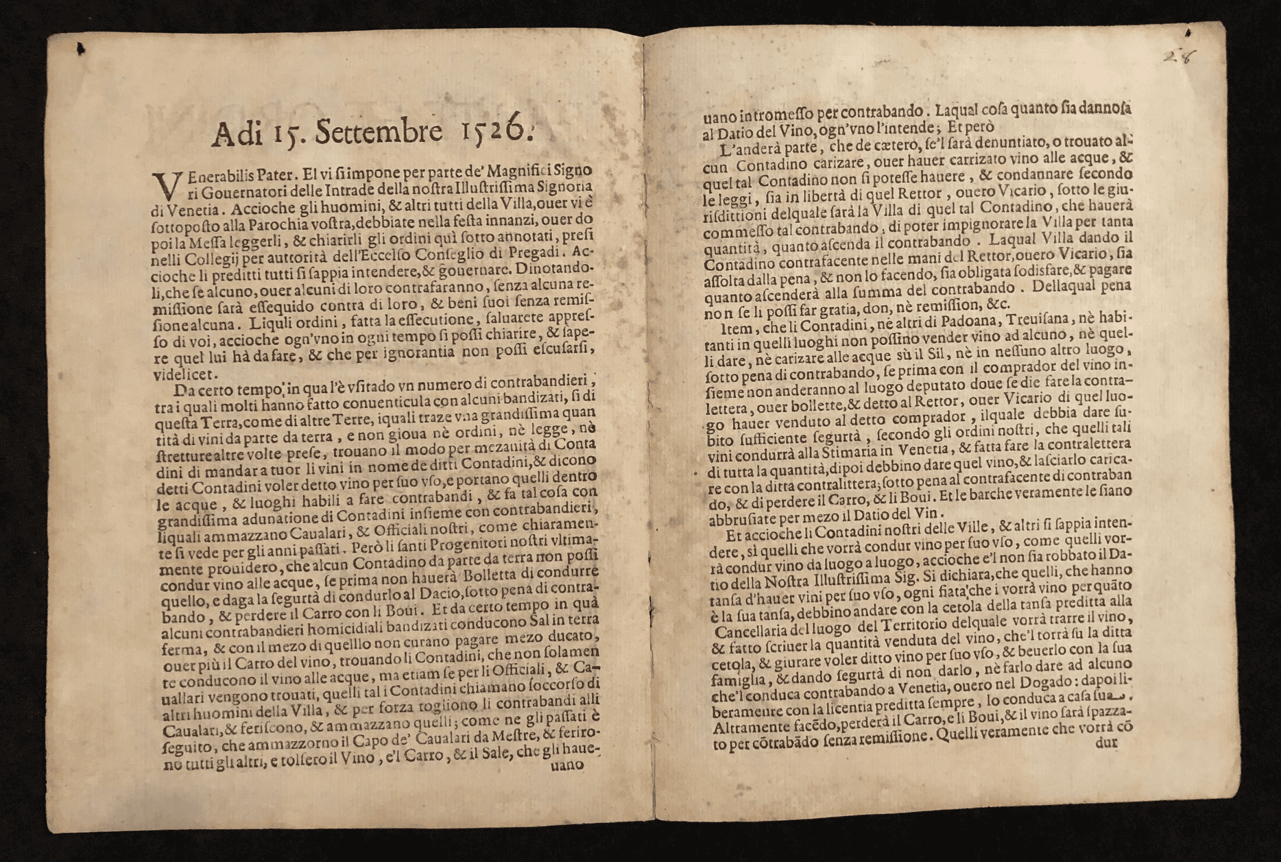 Parte ed Ordini 2 - Text of an order dictating how wine for sale must be transported through Italy in the early 16th century