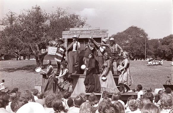 San Francisco Mime Troupe performs False Promises, 1976.