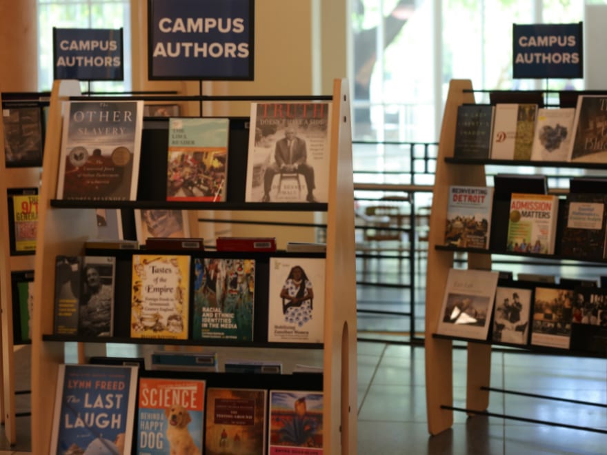 Campus Authors Book Display at Shields Library