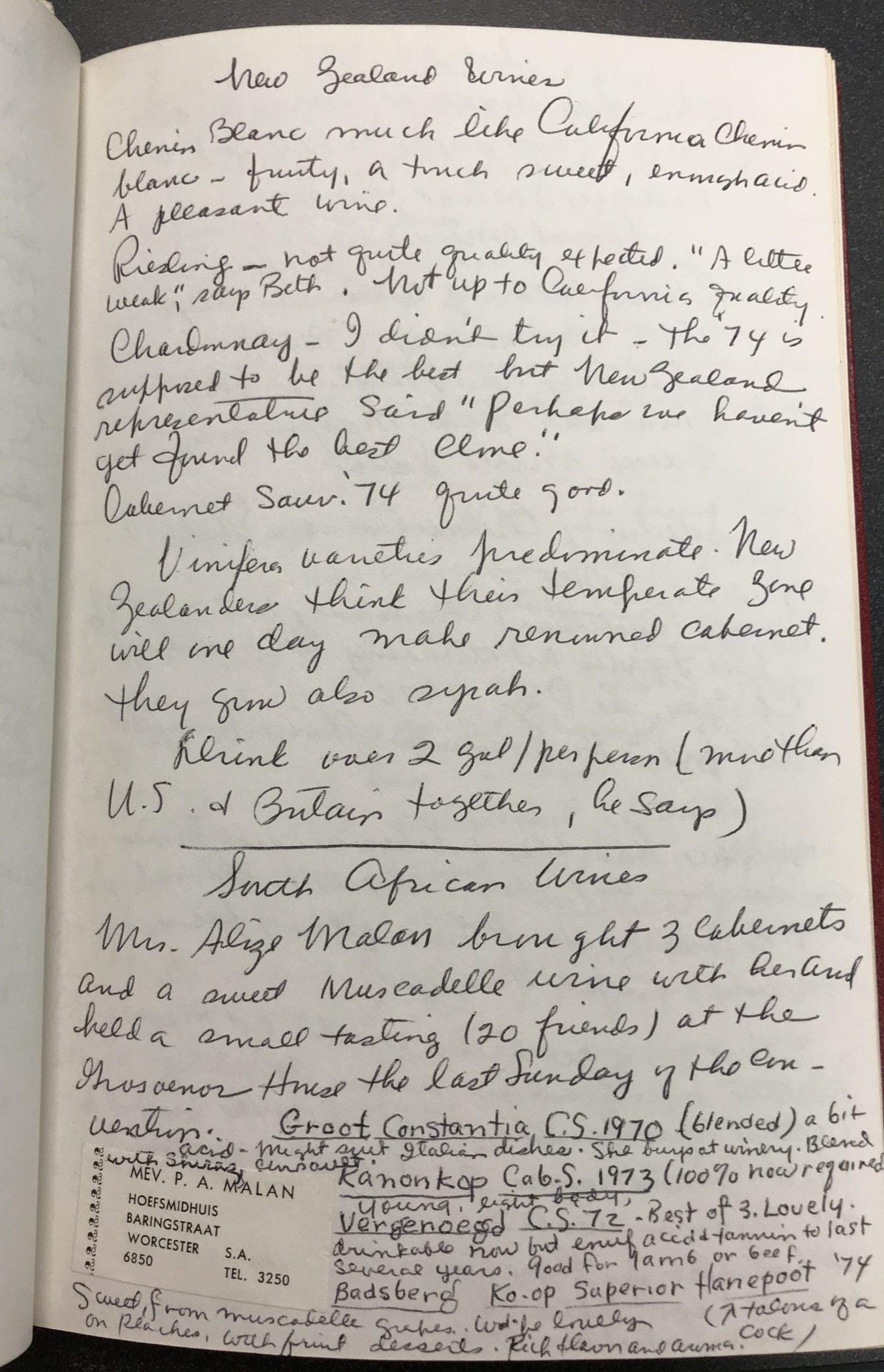 A page from one of Church’s travel journals, undated