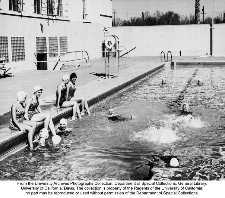 Students at the Hickey Gymnasium pool, undated