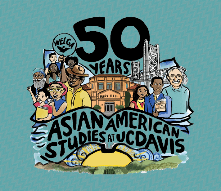 Drawing to celebrate the 50th Anniversary of the Asian American Studies department at UC Davis. 