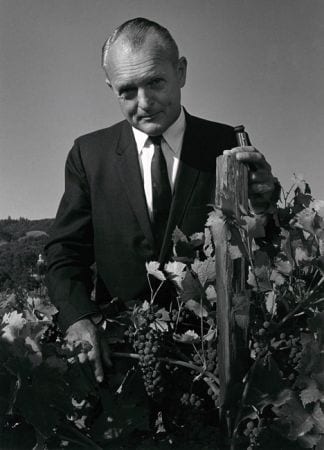 Dr. Maynard Amerine in the U.C. Experimental Vineyard near Oakhurst