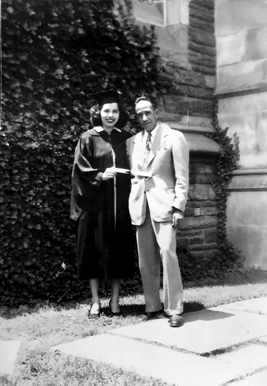 Betita Martinez with her father at her college graduation