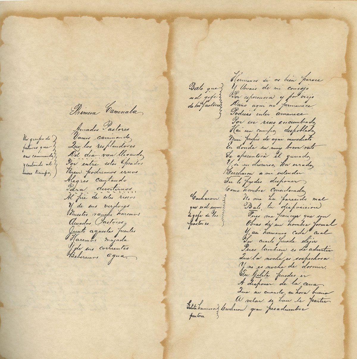 A manuscript on older parchment with text written in script. The words are in Spanish.