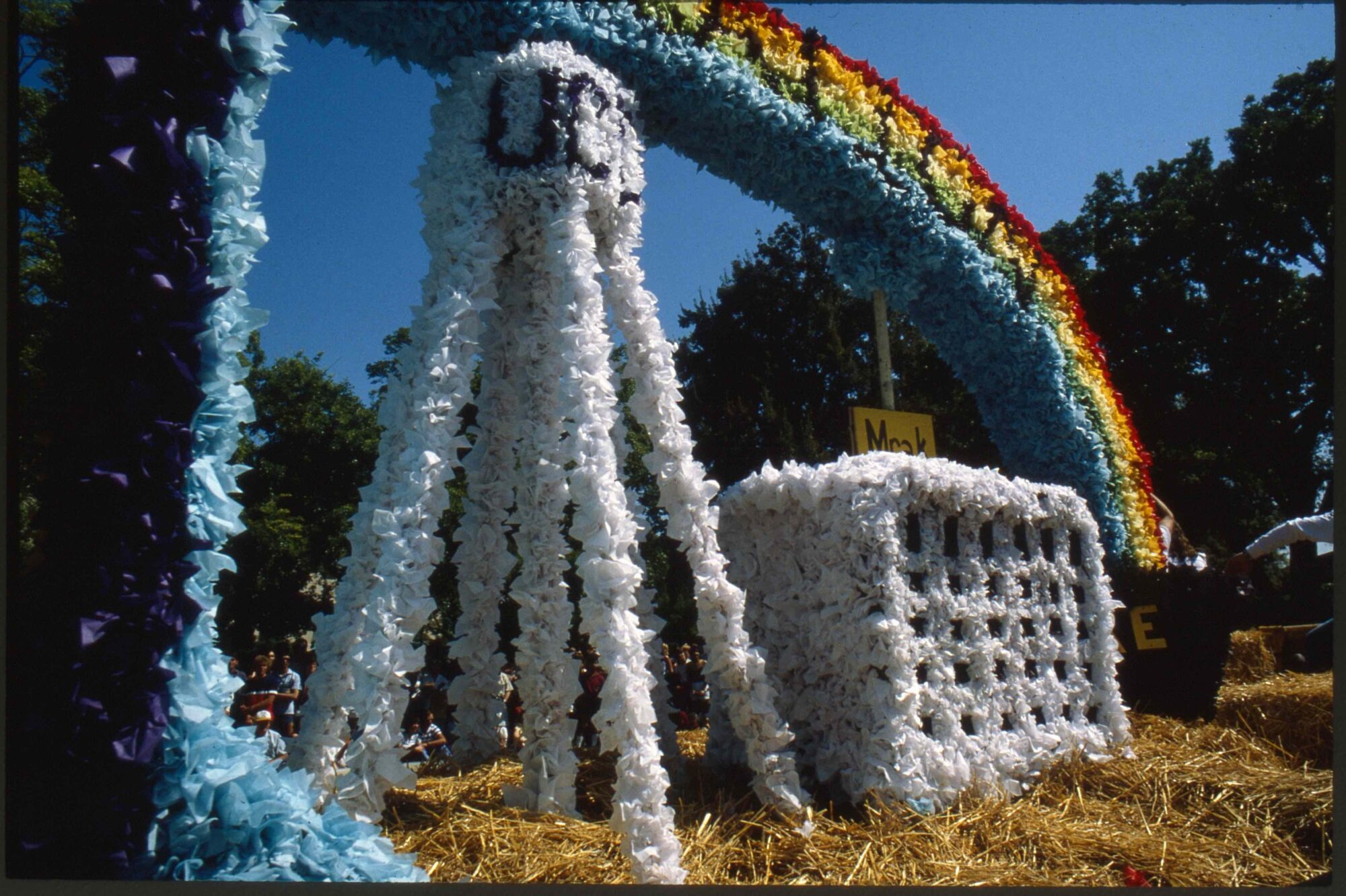 Photograph of Picnic Day float depicting the water tower