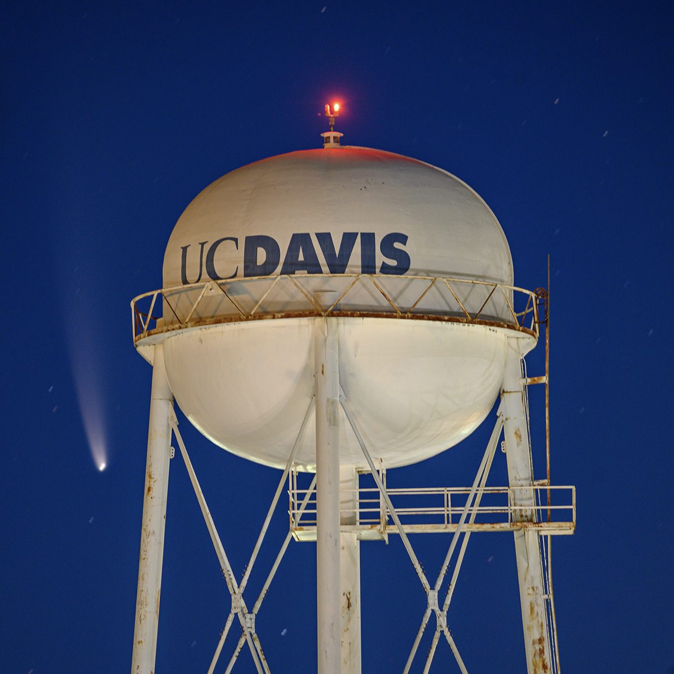 water tower with comet