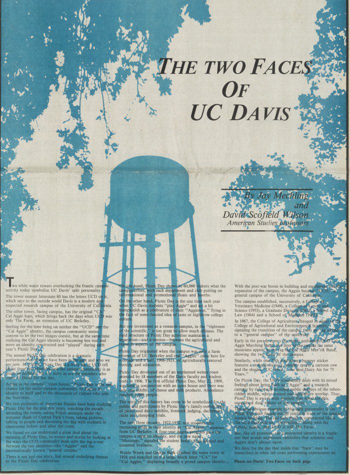 Newspaper article with silhouette of a water tower