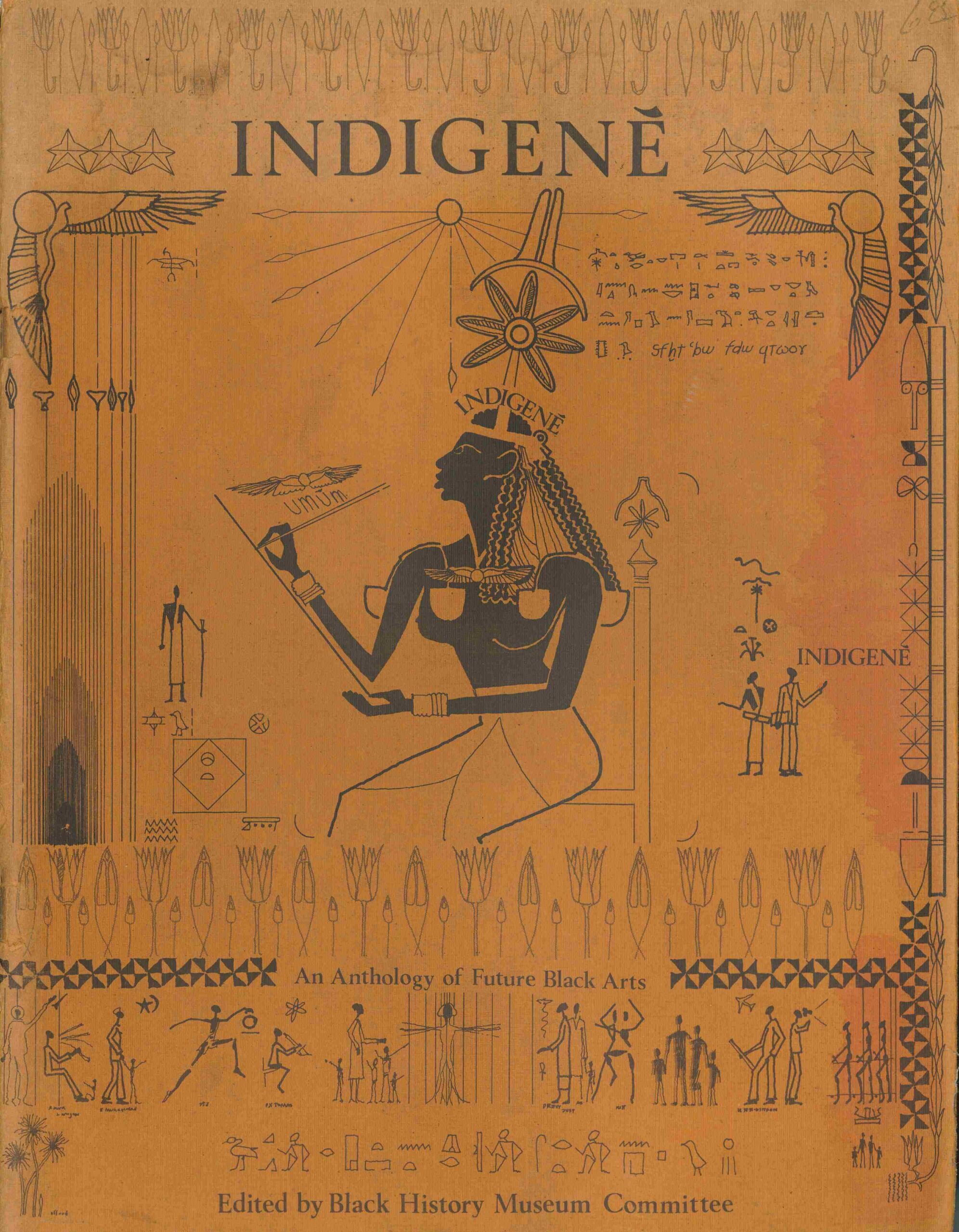 A yellow cover with Egyptian illustrations in black.