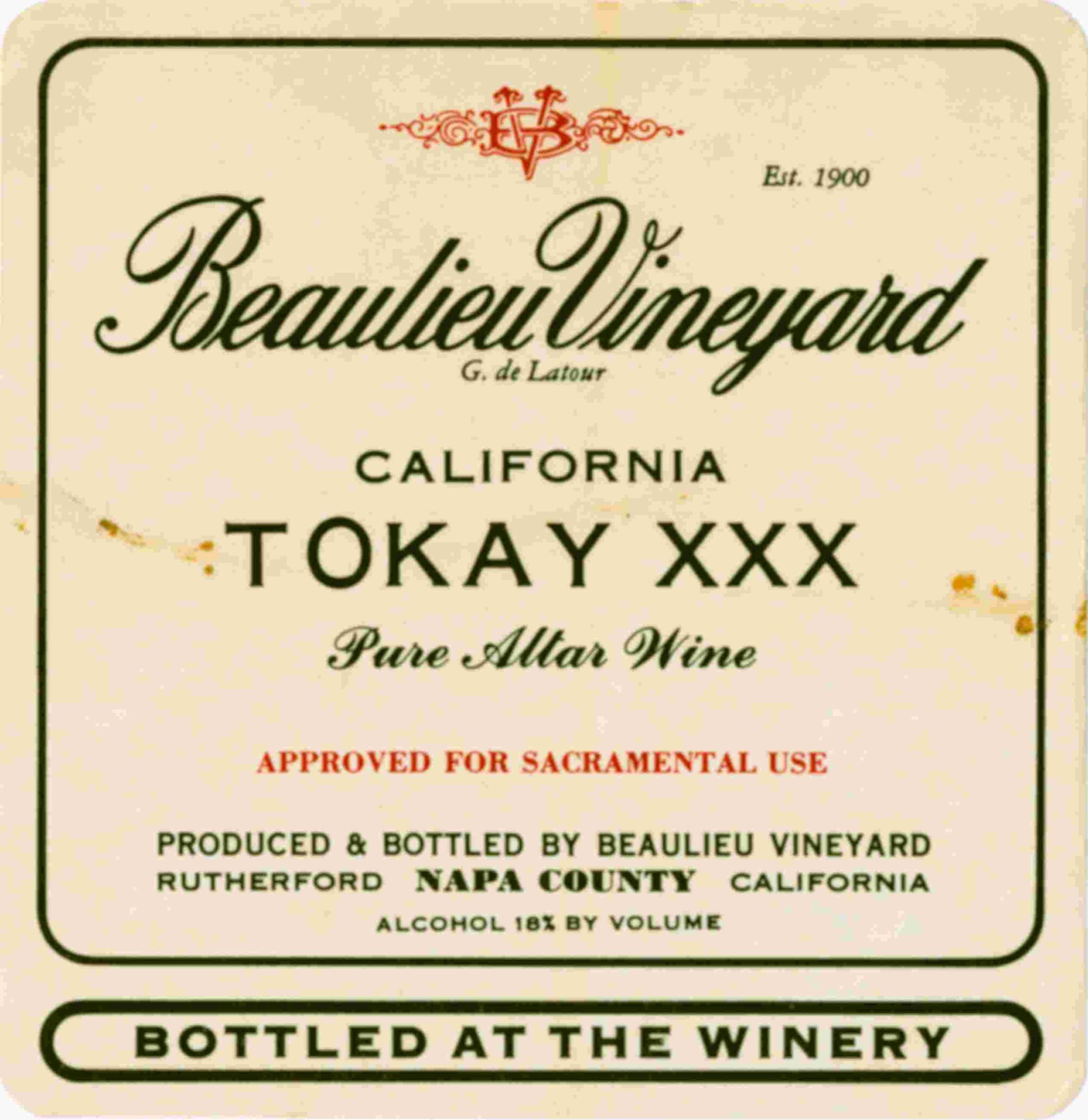BV California Tokay XXX label in dark green with red accents on yellow.