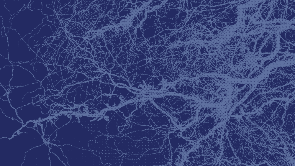 A graphic illustration of neuron-like lines on a dark blue background