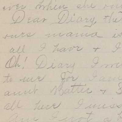 Handwritten text on lined page. Text includes: "Dear Diary"